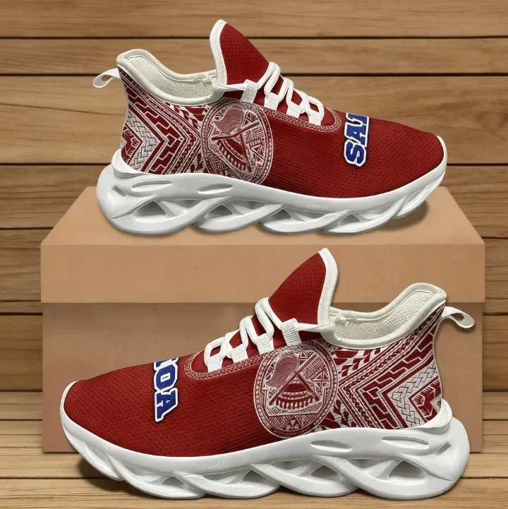 

American Samoa Non-Slip Gym Shoes, Athletic Sneakers with Polynesian Tattoo Design for Travel Summer