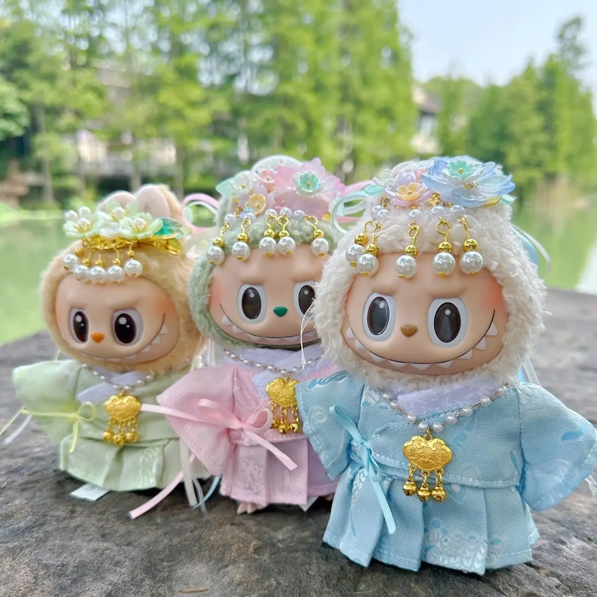 

17cm Labubu Classic Hanfu Outfits Accessories 1-3 Gen Fit Ancient Chinese Style Doll Clothes Cute Oriental Dresses