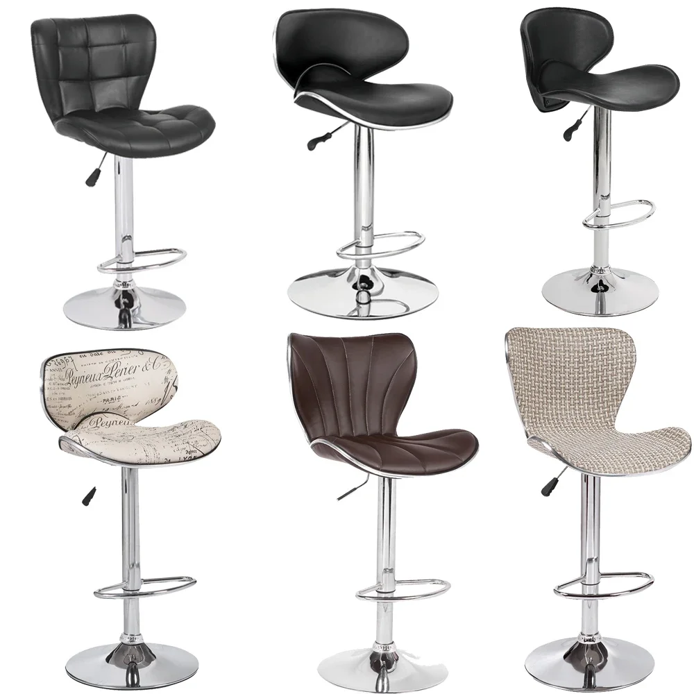 Nordic Modern New Design Leather Black Upholstered Rotating Adjustable Bar Stool