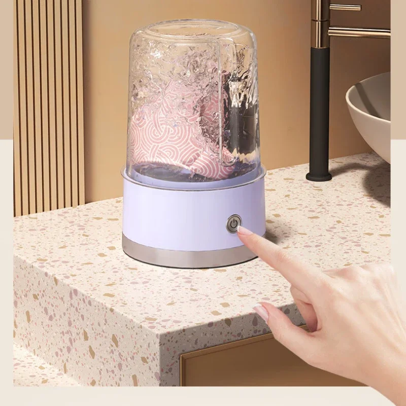 Portable Mini Washing Machine for Underwear Socks 500r/min with Laundry Cup - Perfect for Dormitory Students