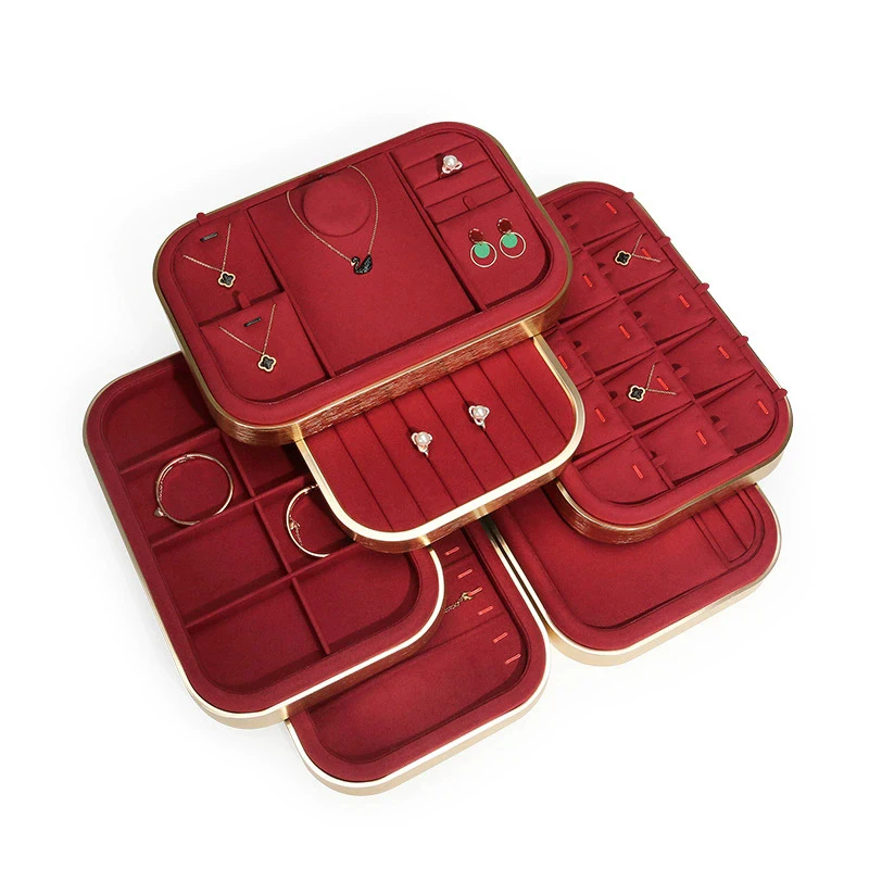 Luxulry Set Jewelry Display Tray Pendant Bracelet Organizer Rings Earring Show Stand Pearl Necklace Display Props 30*20cm