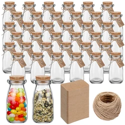 12 Pcs 3.4 oz Milk Jars Glass Bottles with Cork Lid Potion Bottles Glass Pudding Jars for Baby Shower Party Favors Wedding Decor