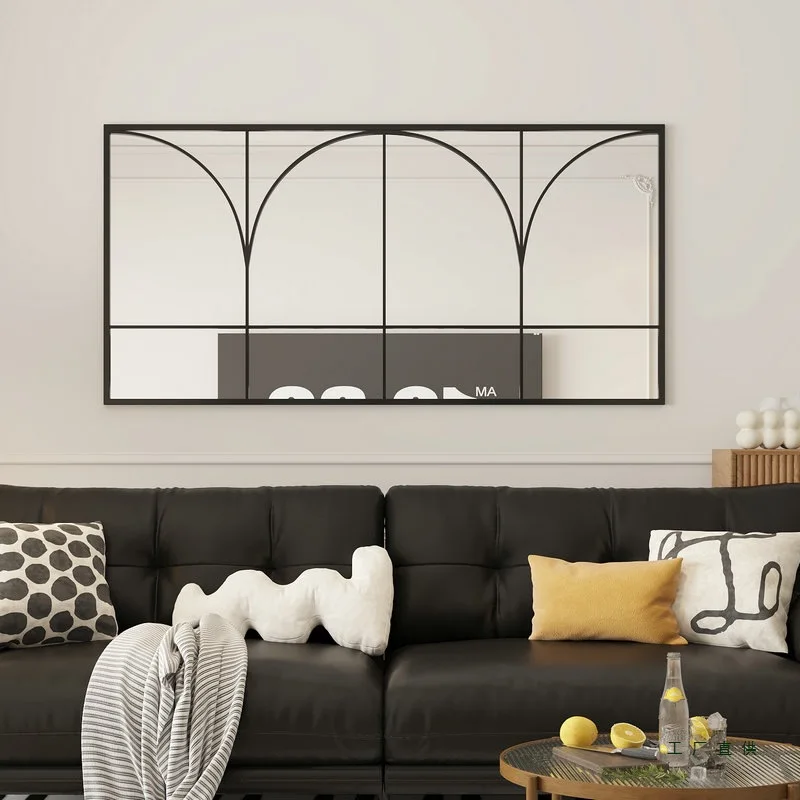 French upper wall wall hanging decorative mirror entrance guest dining room sofa background false window artistic mirror