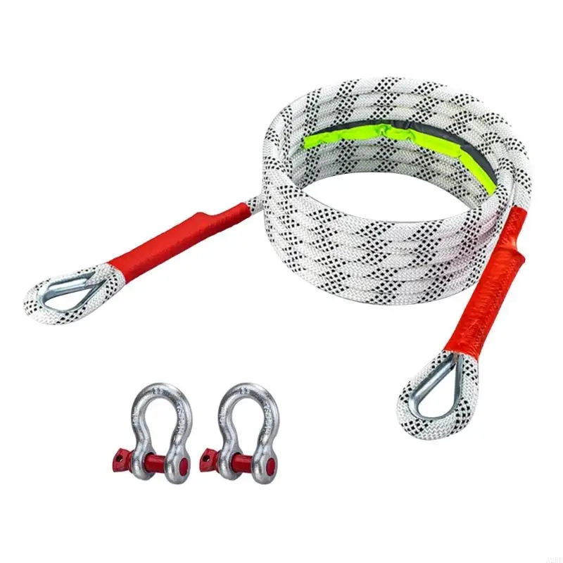 A2BF Car Tow Strap, 10 Ton Load, Includes Two Secure D Rings and Reflective Strips Suitable for Nighttime Visibility Safe Use