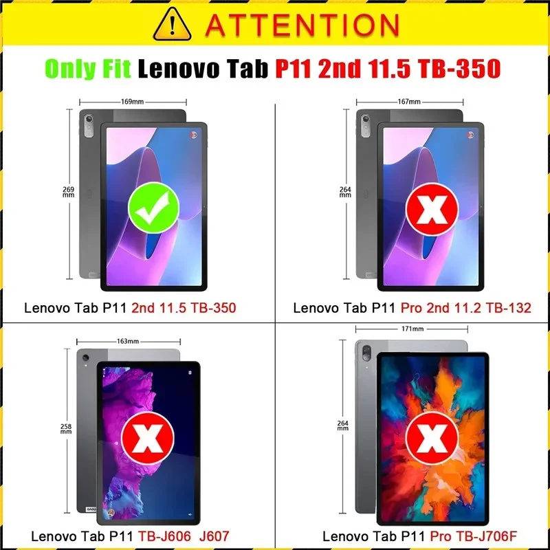 360 Rotation Tablet Cover For Lenovo Tab P11 2nd Gen Gen 2 Case 11.5'' TB350 Stand Funda For Xiaoxin Pad Plus 2023 11.5'' Cover