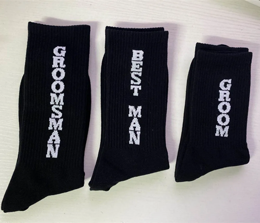 Wedding Groom Socks Creative Popular Black Groomsman Socks New Style