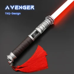 TXQ-Sable de luz de los vengadores, espada láser SN Neo Pixel, empuñadura de Metal con correa de cuero y colgante, columpio suave, juguete Jedi de 12 colores