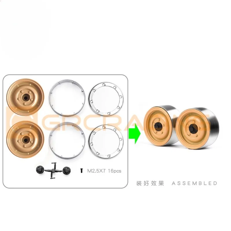 1.9 Inch Heavy & Old-fashioned Metal Wheel Rim Camel-yellow #G01 G02 G03 For 1/10 RC TRX4 SCX10  RC4WD #G130ABC