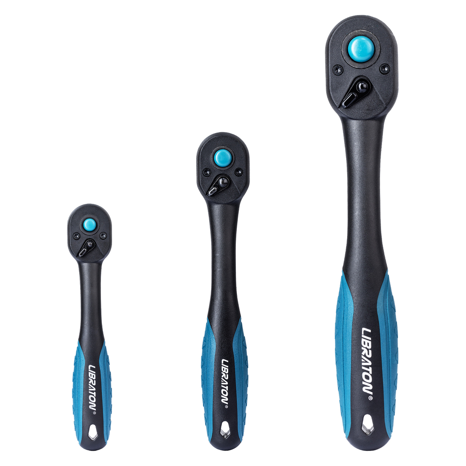  LIBRATON 72-Tooth Ratchet Wrench Quick Release Ratchet Handle Reversible 1/4'' 3/8'' 1/2'' Drive Auto Repair Tool Home DIY Tools 