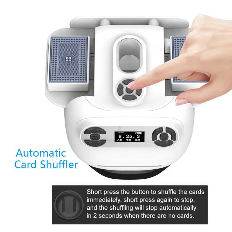 

Automatic Card Shuffler 2 in 1 Playing Cards Shuffling Tool Poker Device 360° Rotating Card shuffle Dealer Dispenser Machine