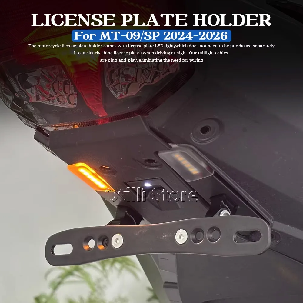 License Plate Holder Frame Tail Tidy Fender Eliminator Kit Motorcycle For YAMAHA MT-09 MT-09 SP 2024+ Rear Number Plate Bracket