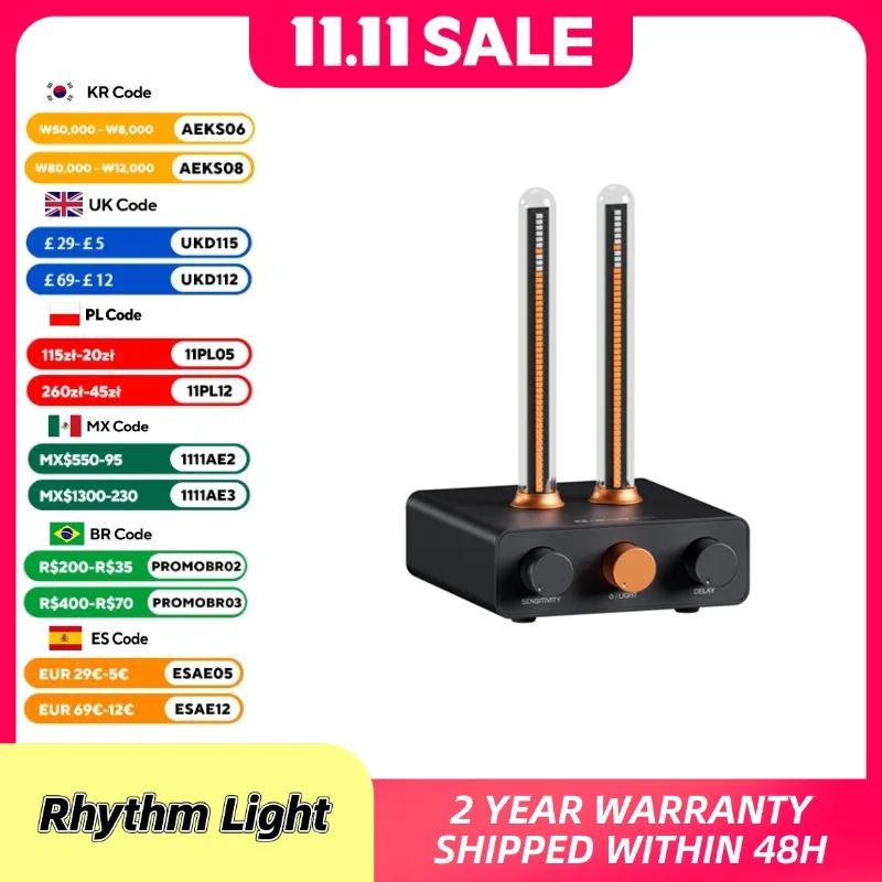 Fosi 오디오 비주얼라이저, 음악 리듬 주변 조명 데스크탑 RGB 컴퓨터 모니터 라이트 바 음악 리듬 LED 리듬 주변 램프
