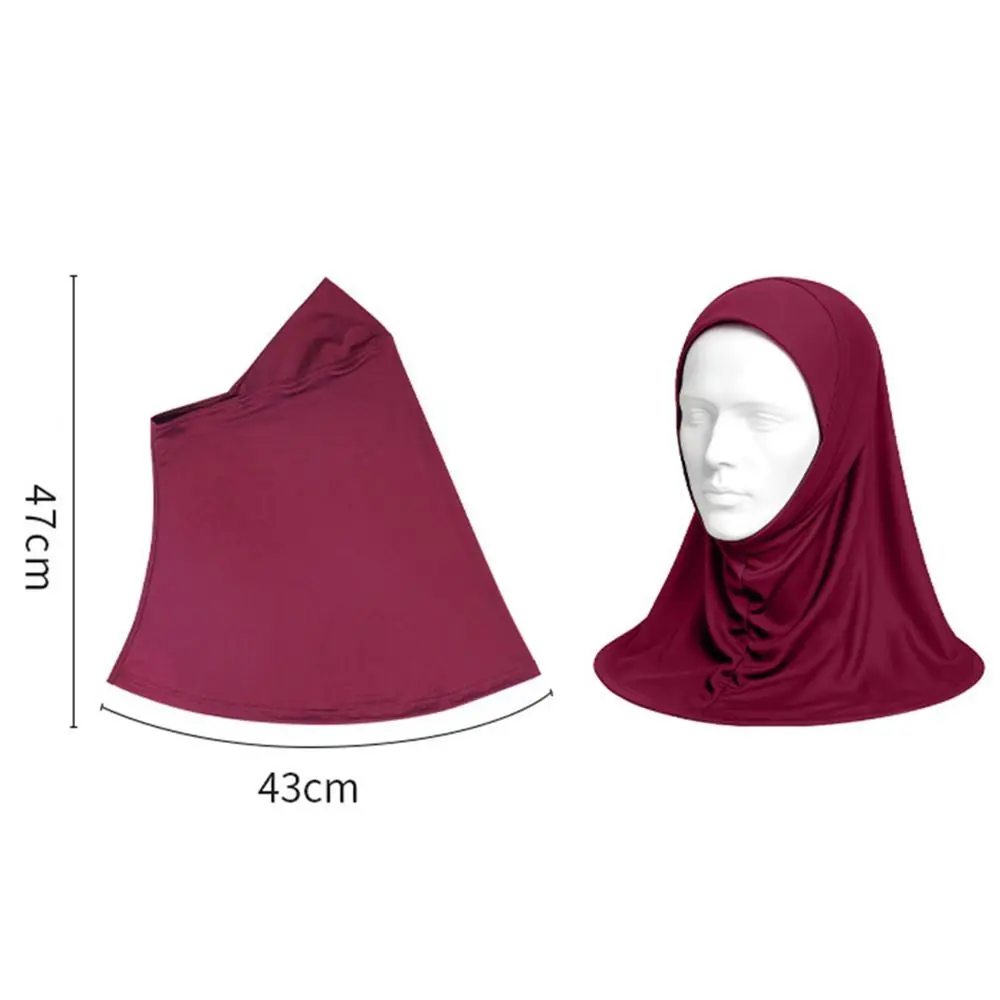 Elegant Ice Silk Women Hijab Scarf Sun Protection Neck Protection Instant Hijab Solid Color Spandex Head Cover Lady