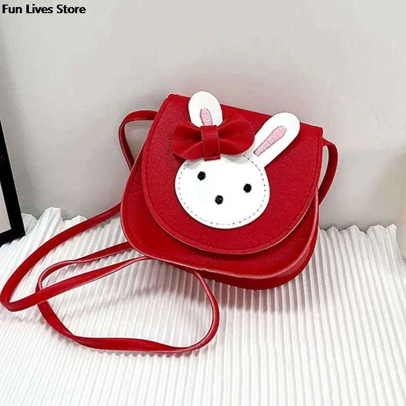 Princess Cute Rabbit Shoulder Purse Kids Mini Leather Bolso Lovely Animal Handbags Children Satchel Bag Girls Bunny Totes Bags