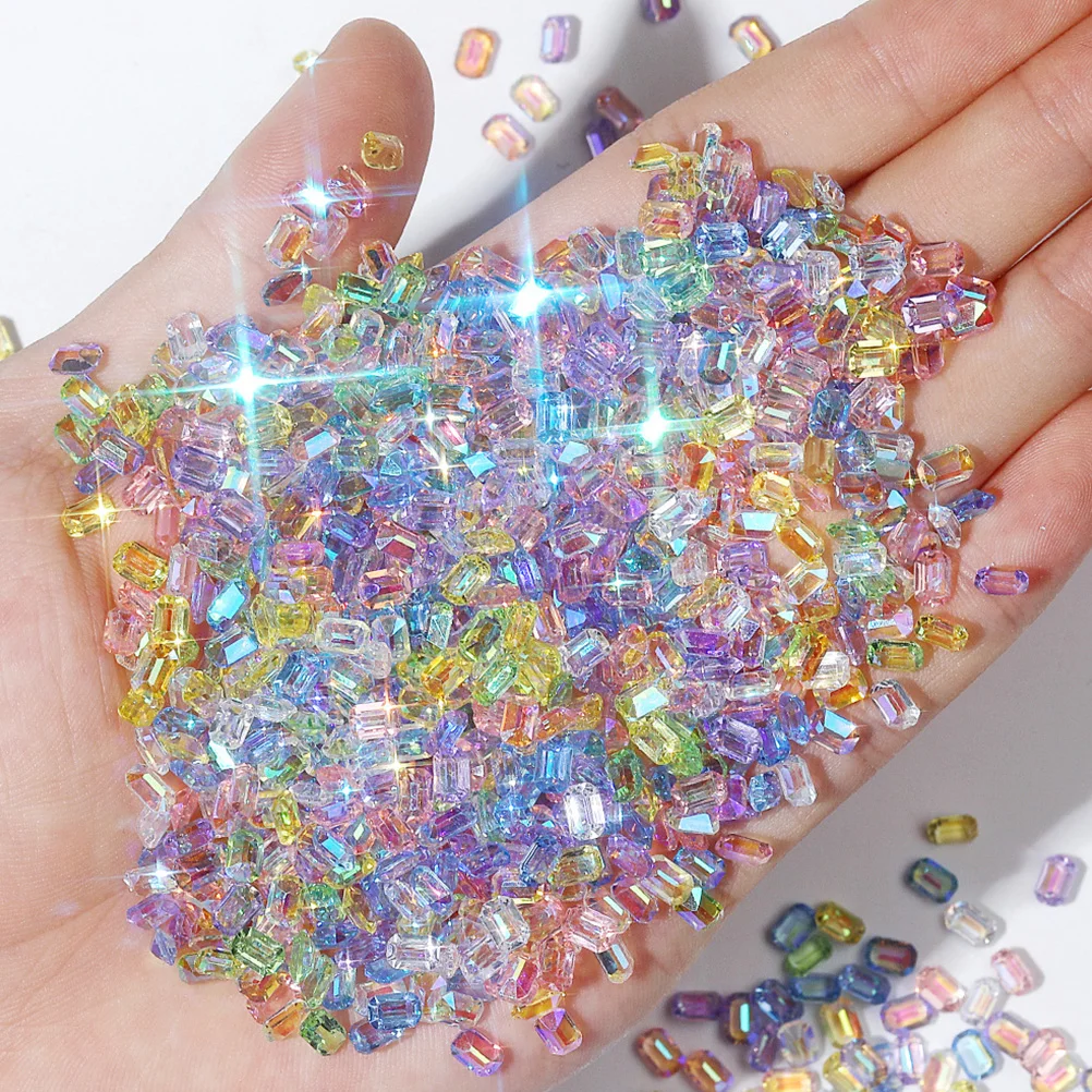 

2 Boxes Nail Art Flat Base Resin Diamond Decors Manicure DIY Accessory Charming Colorful Nail Decoration Manicure DIY Diamond