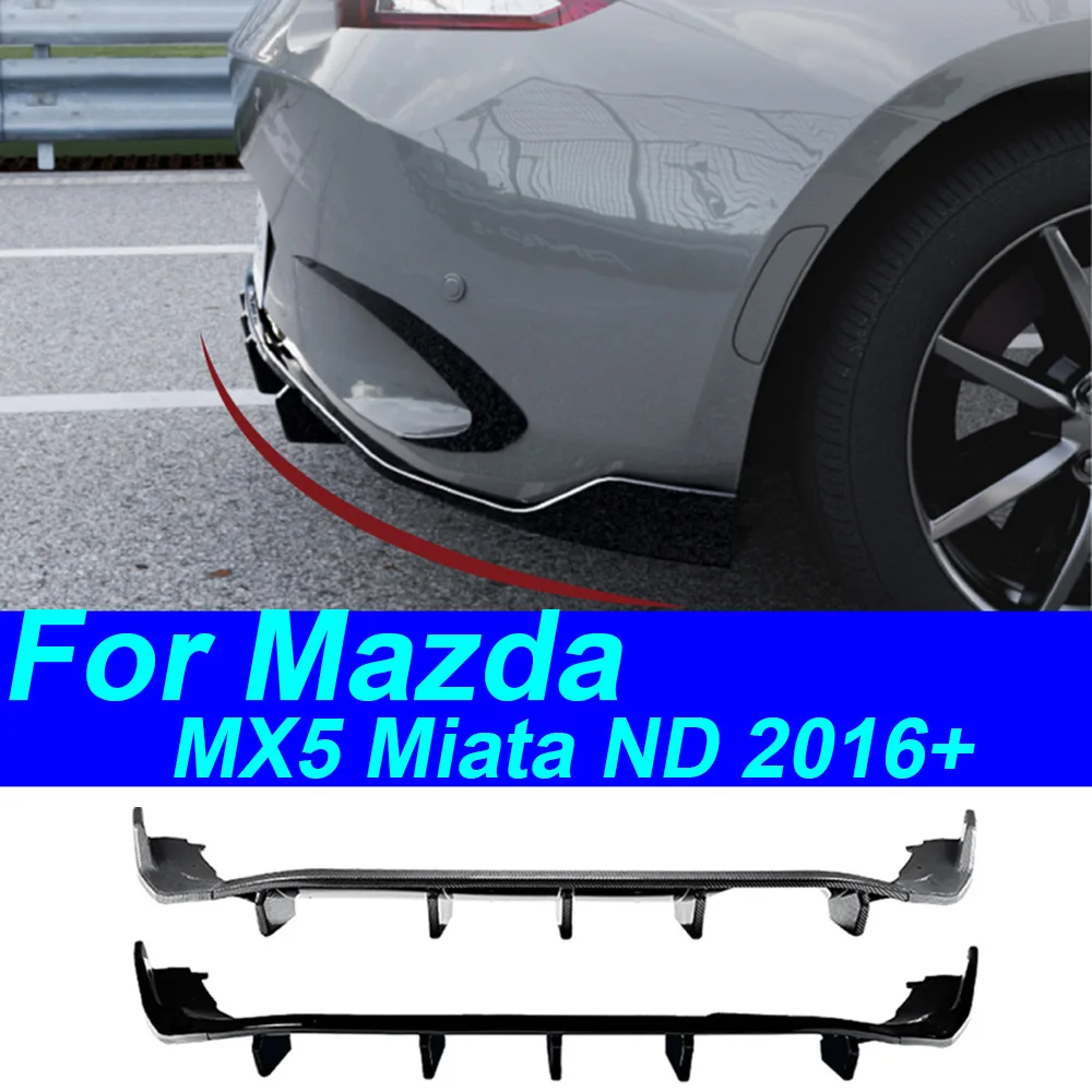 For Mazda MX-5 Miata ND 2016-2025 Rear Diffuser Lip Trunk Spoiler Splitter Carbon Fiber Style Gloss Black ABS Body Kit