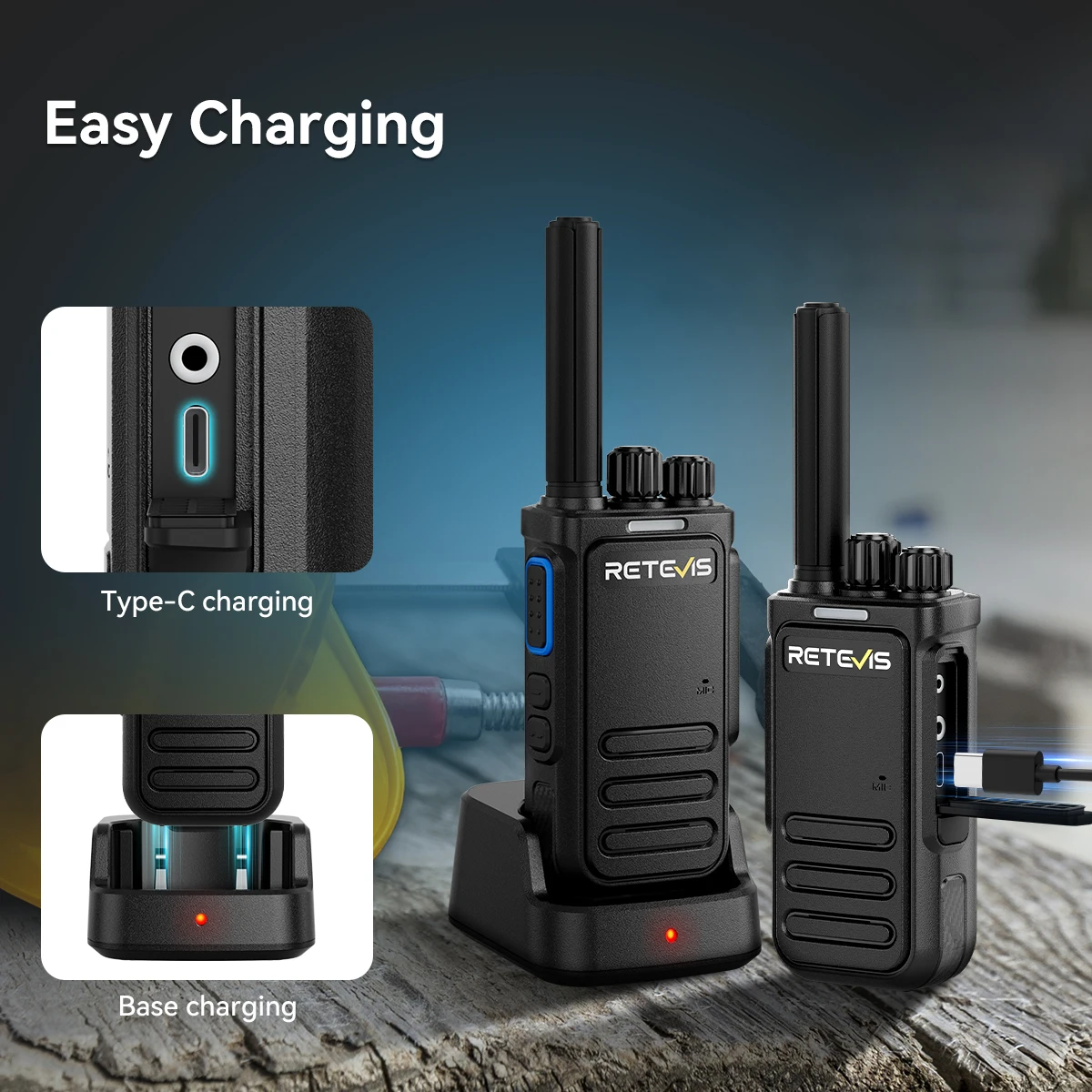 Retevis MateTalk B64 Walkie Talkie PMR Tragbares Funkgerät Rauschunterdrückung Langlebiges VOX TypeC Mehrsprachiges Radio für die Fabrik – Detail 4