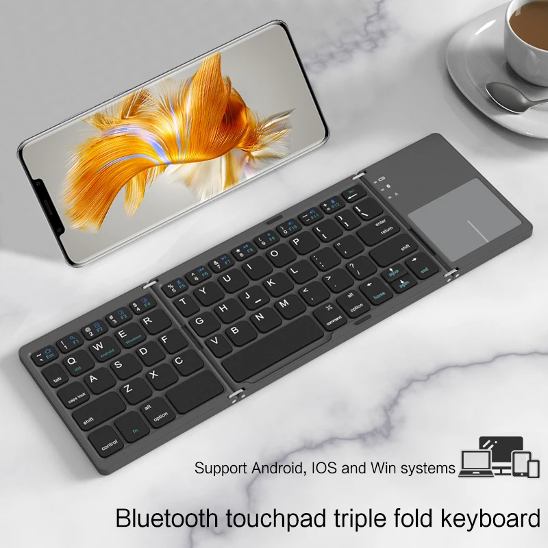 

HUWEI Spain Hebrew Korean Russia Wireless folding keyboard with Touchpad For ASUS LG HP Cube Dell Oppo Redmi Pad Tablet Phone