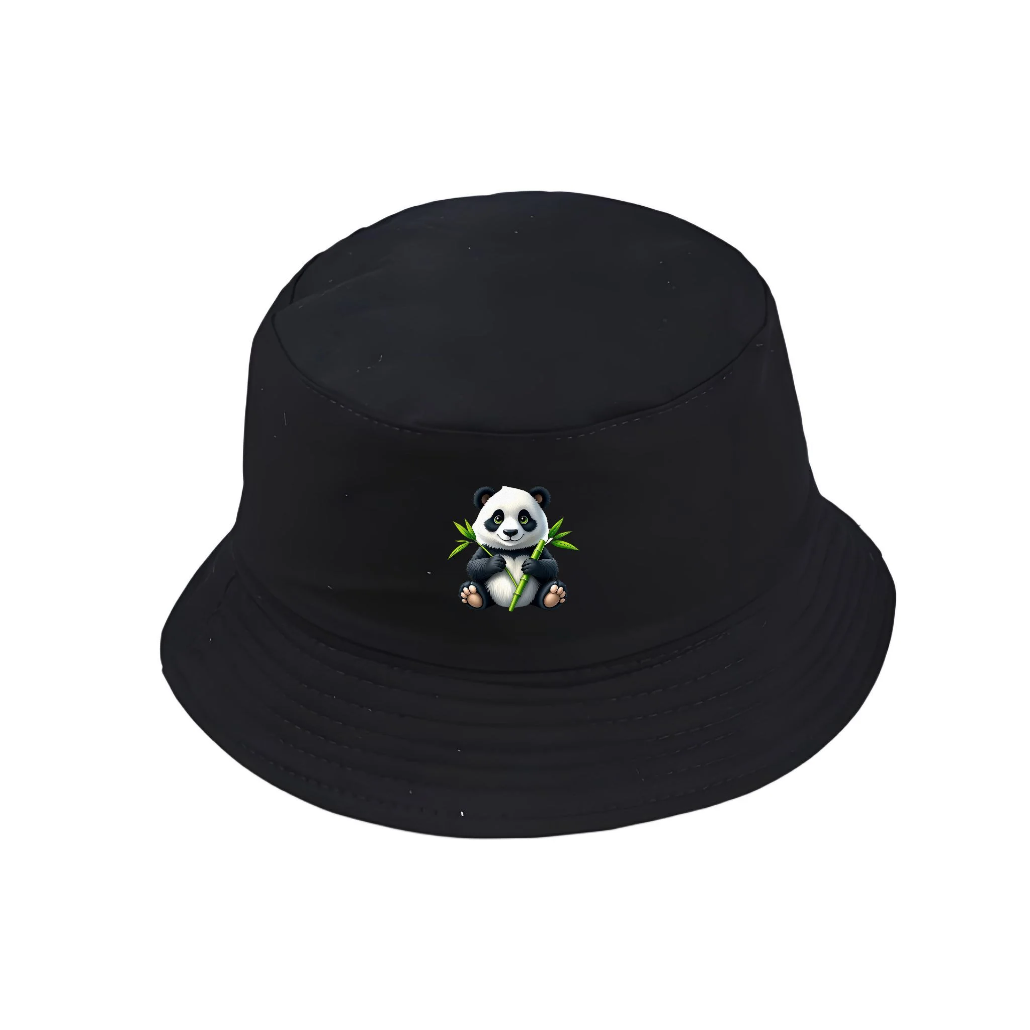 Bucket Hat Cute Panda Print Cotton Fisherman Cap Y2K Vintage Casual Summer Packable Sun Hat Outdoor Beach Fishing Cap