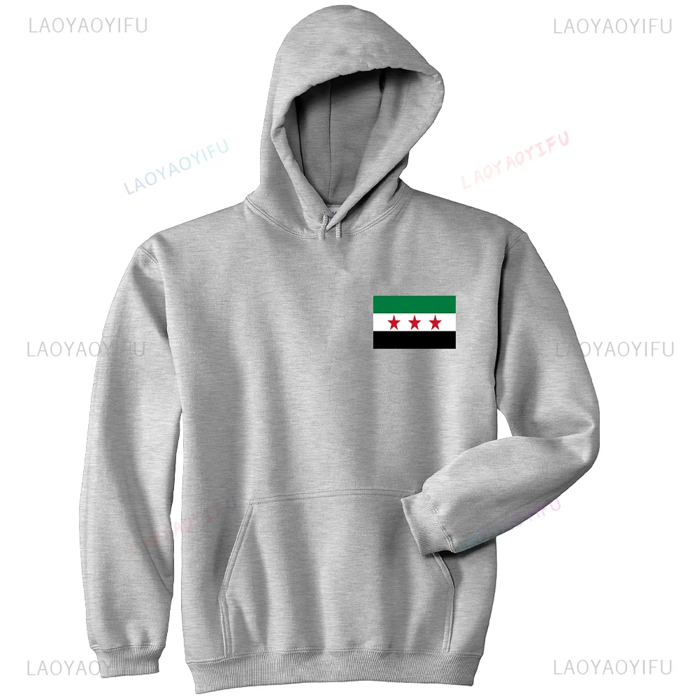 Kings of NY Syria Flag Country Chest Pullover Woman Man Autumn and Winter Printed Hoody Drop Shoulder Hoodie Ropa Hombre