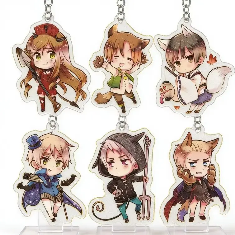 6CM Jewelry Hetalia Axis Powers Anime Acrylic Q-version Keychain Bag Car Charms Souvenir Creative Pendant Birthday Present Gift