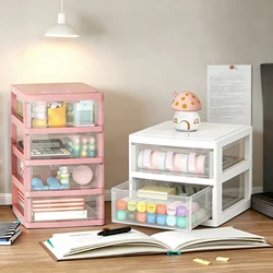 JOJAJU 1Pc Storage Box,Space-Saving Clear Drawer Organizer (2/3/4-Tier) Sort Office,Home,dormitory,Makeup, Pens, Jewelry