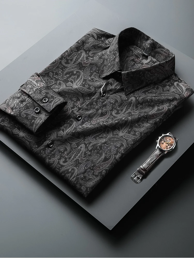 

Мужская приталенная рубашка с цветочным принтом, повседневная, модная, для весны и осени, молодежная, свободного кроя, не требующая глажки