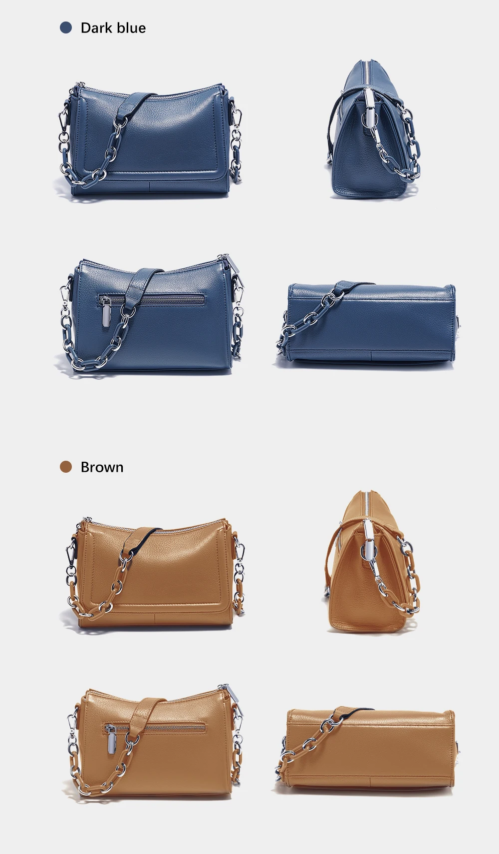 Zency Acryl-Ketten-Handtasche aus weichem Leder mit Tragegriff, luxuriöse kleine Unterarm-Umhängetasche für Damen, weiß, modische Schultertasche – Detail 14