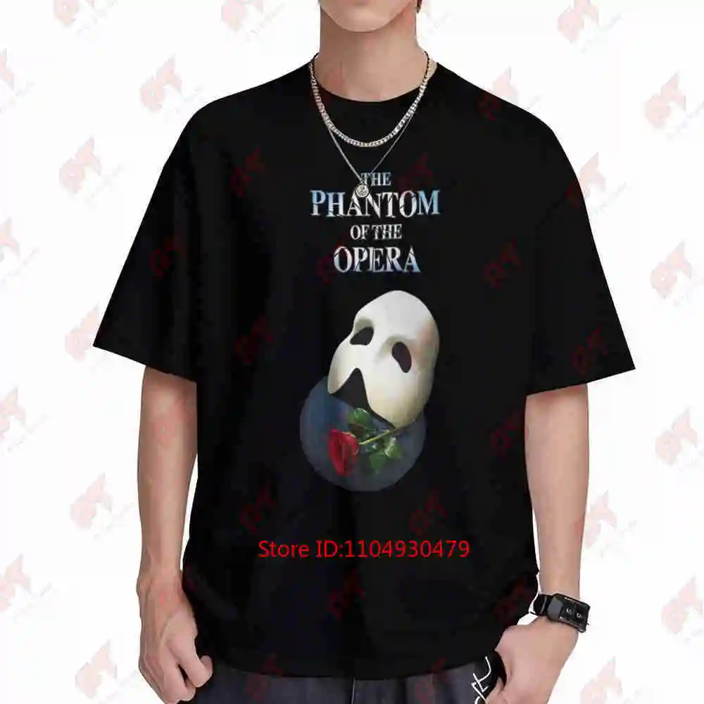 Phantom Of The Opera Mask Red Rose Short Sleeve Tee 100% Cotton T-Shirt