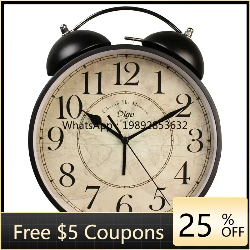 

AA Living Room Clock Decoration Desktop Retro Clock Swing Desktop Alarm Clock Horseshoe Watch