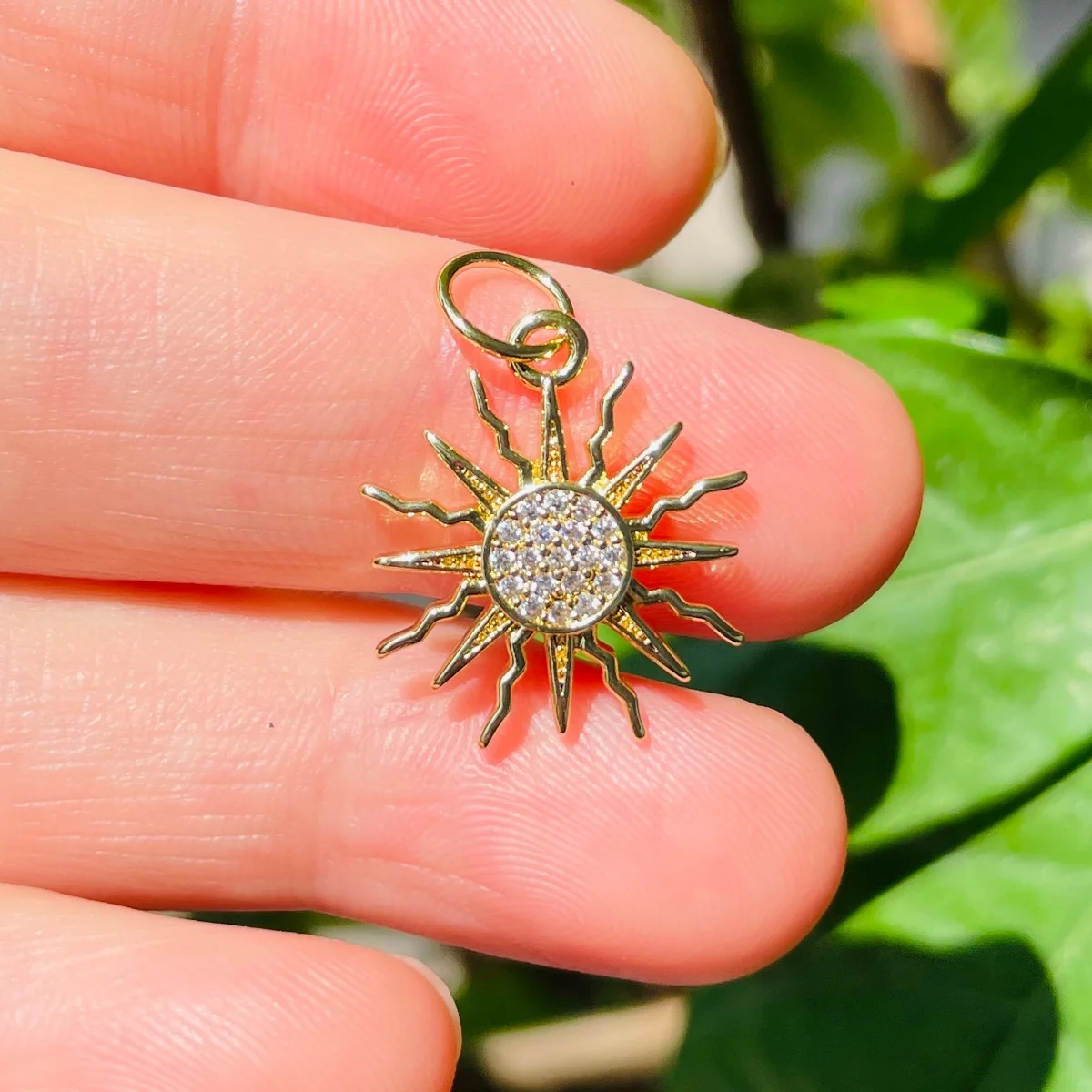 5pcs Small Size Zirconia Pave Sun Charm Trendy Exquisite Pendant for Bracelet Necklace Earring Waist Jewelry Handcraft Making