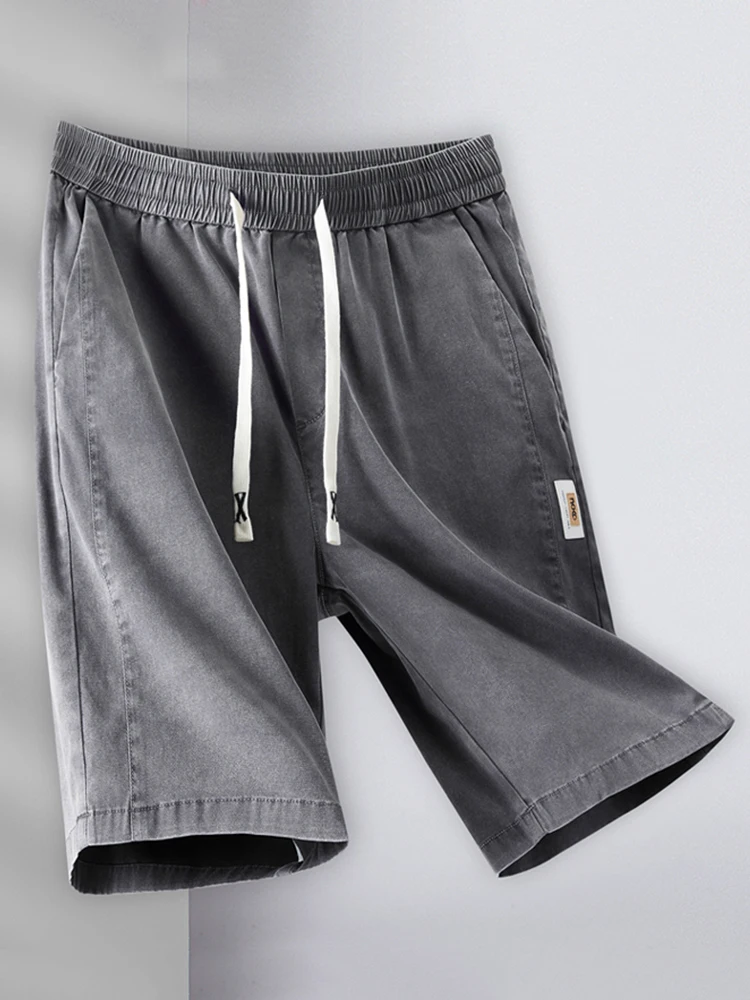 

Lyocell Fabric Men's Denim Shorts 2025 New Summer Elastic Waist Comfortable Straight Loose Short Jeans M-5XL
