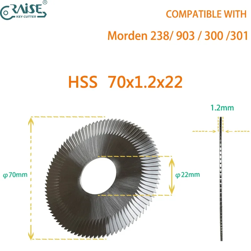 HSS Milling Cutter 70x1.2x22 Compatible with Modern 238 903 300 301Key Duplicating Machine Locksmith Tools