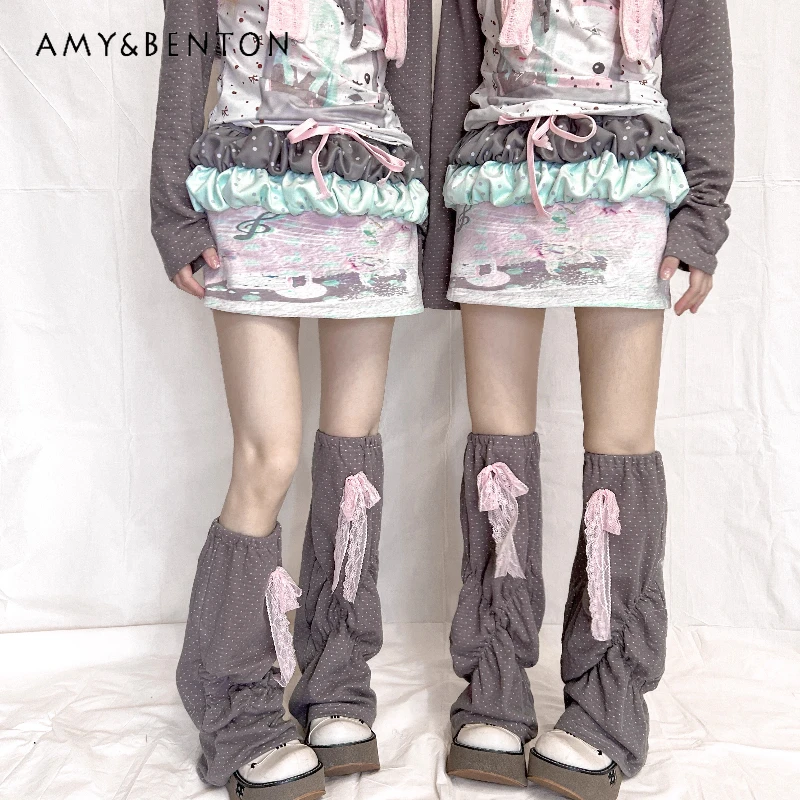 calcetines-de-tubo-alto-con-lazo-de-encaje-de-lunares-para-mujer-calentadores-de-piernas-holgados-y-versatiles-diseno-original-otono