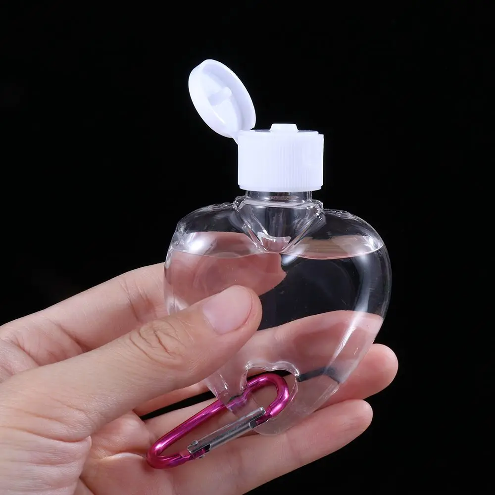 50ml Transparent Perfume Alcohol Empty Container Bottle With Metal Hook Leaf Heart Spray Bottle Lotion Jar