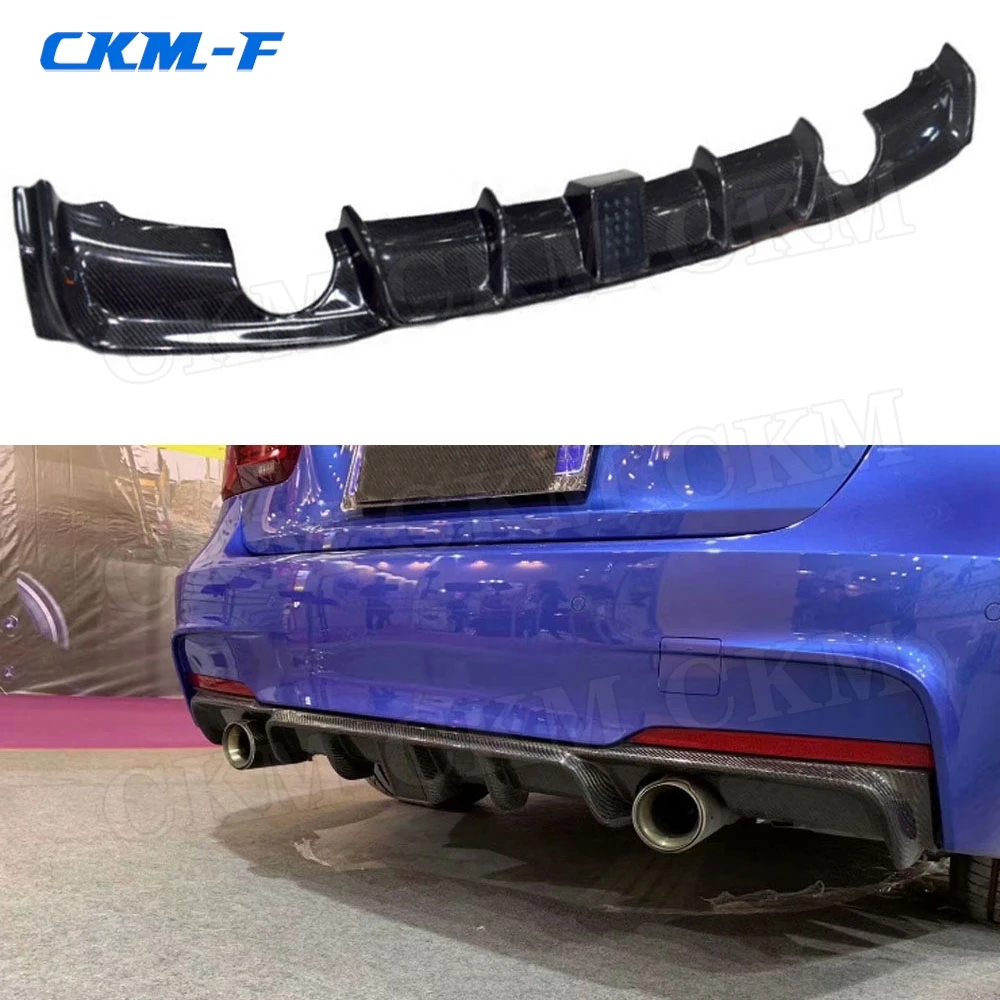 Carbon Fiber Rear Bumper Lip Diffuser With LED Lamp For BMW F30 F35 318i 320i 328i 335i 340i M Sport 2012 - 2018 3 Series