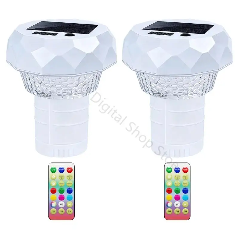 96BA Color Remote Hot Tub Water Light with Solar Floating Charging, Digital Readout and Night Display for Pool and Spa