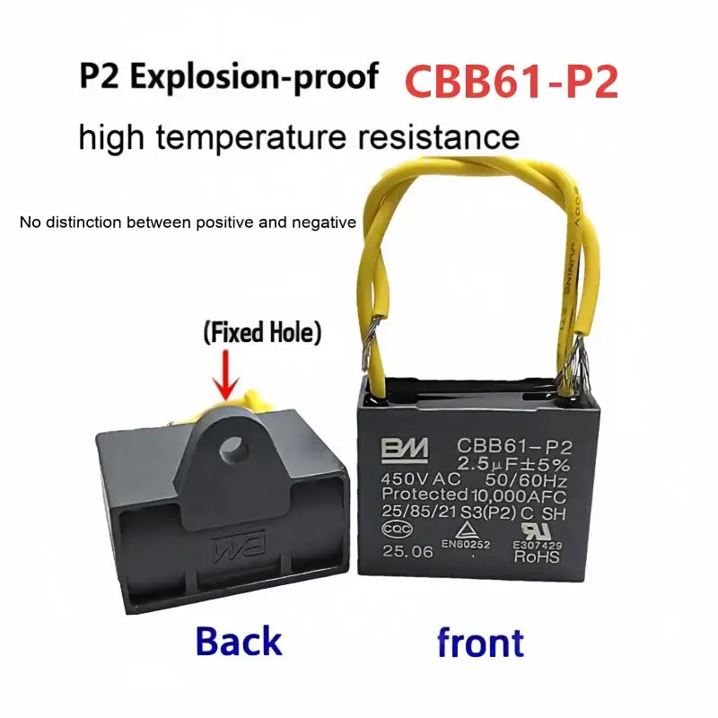 1-5pcs Capacitor CBB61-P2 Type BM Explosion-proof S3 Fan Kitchen Range Hood Fan Starting 1.2/1.5/2.5/3UF 20uf Error: ±5%