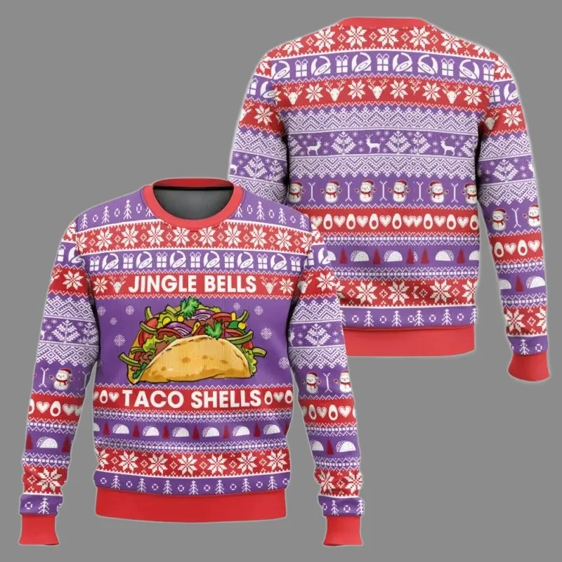 تاكو بيل سترة قبيحة مضحك عطلة حفلة البلوز الدافئة دافئ حجم كبير عيد الميلاد البلوز للرجال النساء أفكار هدية الكريسماس الأرجواني #6