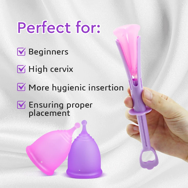 Coletor Menstrual Copo New Medical Silicone Menstrual Cup Tampon Applicator Tool Insert Booster Personal Hygiene Product