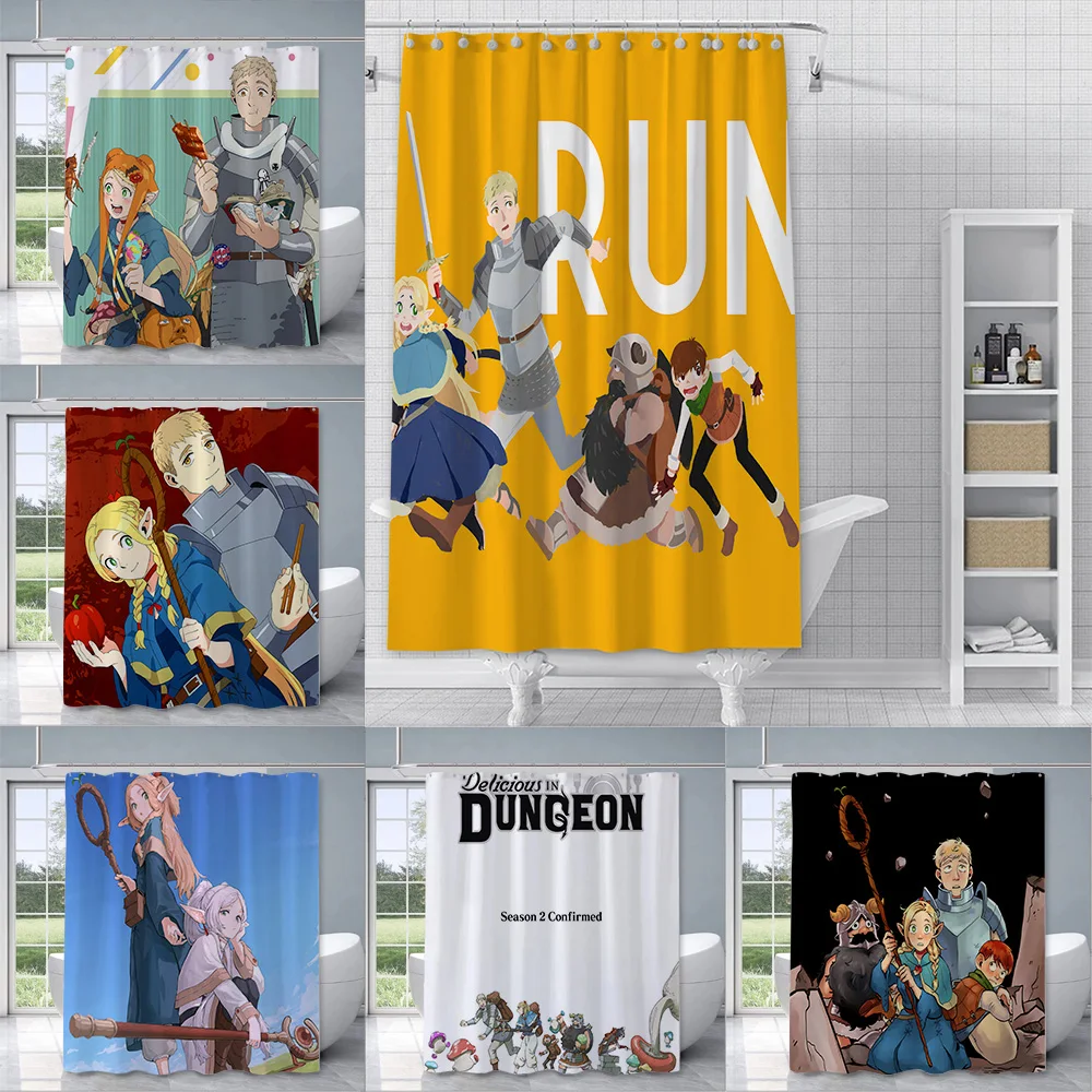 Anime D-Delicious in Dungeon Shower Curtain Waterproof Polyester Fabric Colorful Bath Curtains Home Bathroom Curtain With Hook