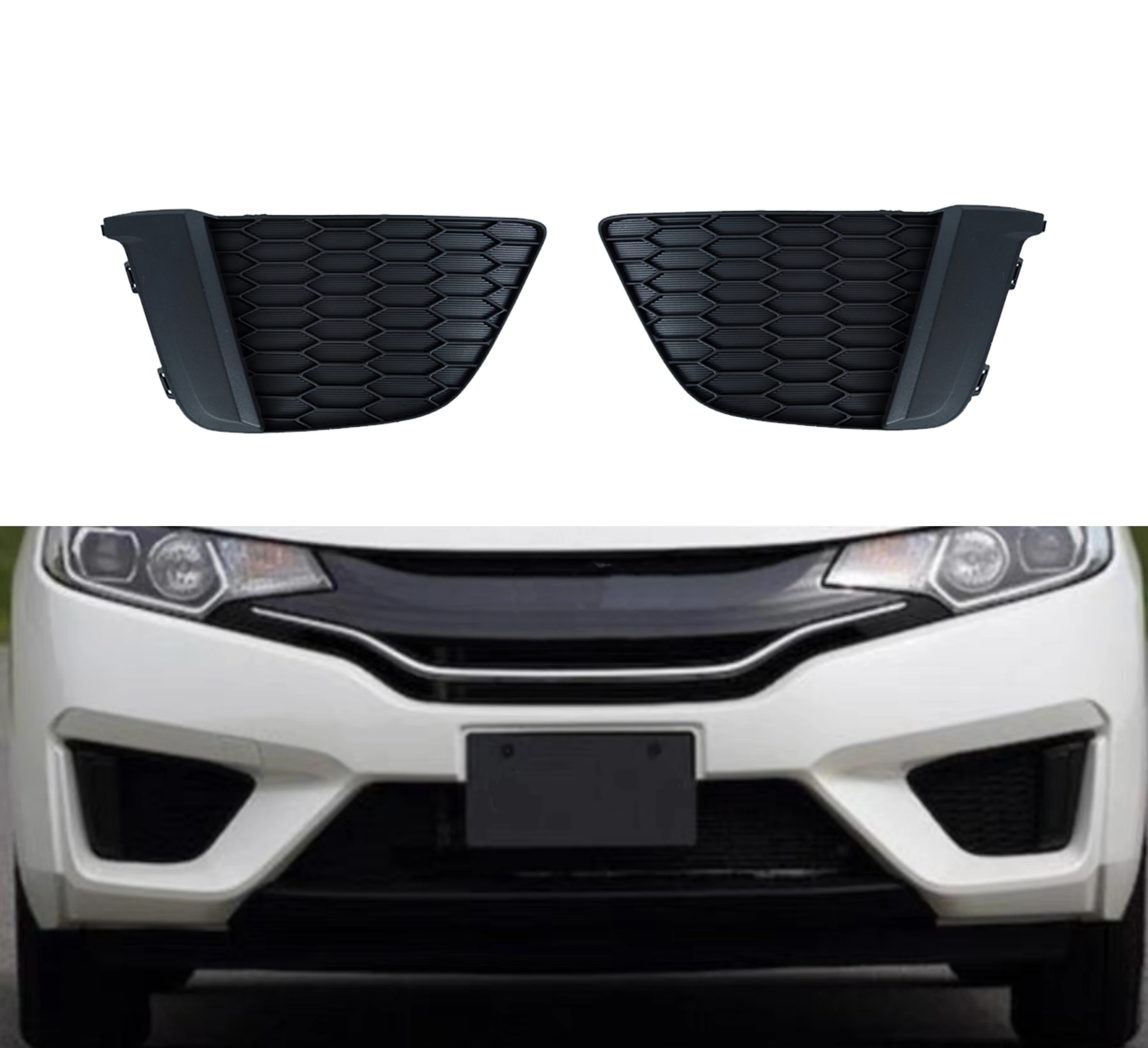 

Car Front Lower Bumper Fog Lamp Grille Bezel Foglight Panel Cover for Honda FIT/Jazz 5Door Hatchback 2015 2016 2017 Pre-facelift