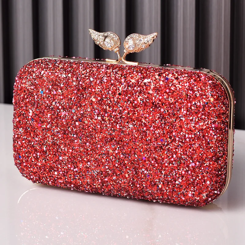 Sequined Evening Handbag Glitter Sky Blue Ladies Bling Clutch Purse Cosmetic Bag Luxury Brand Chain Shoulder Crossbody Bag