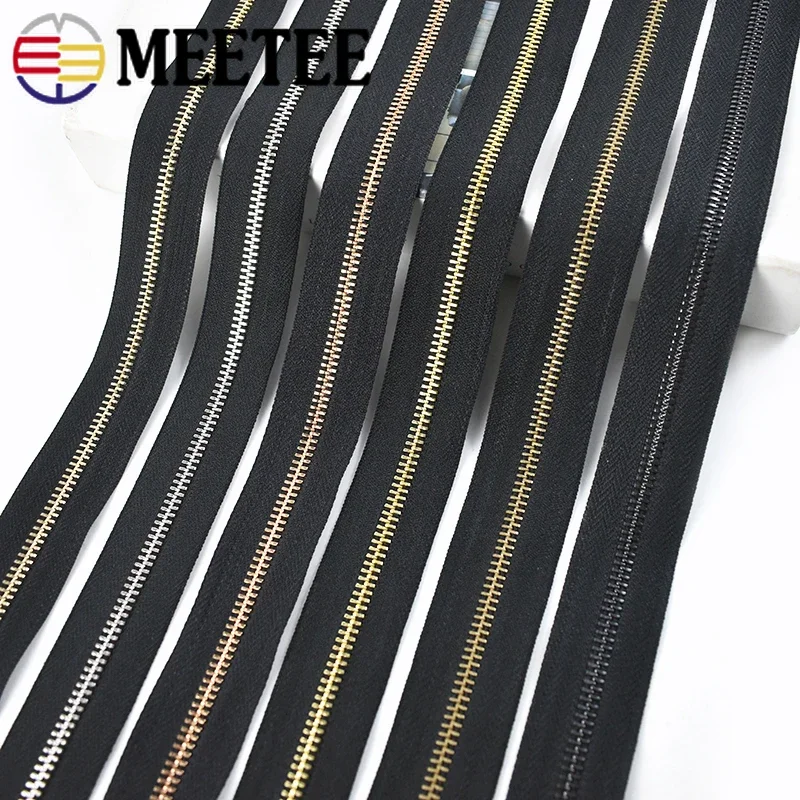 2/4Yards 3# 5# Metal Zipper Tape Bag Backpack Clothes Jacket Black Decorative Zip Per Meter Tailor Repair Kit Sewing Accessories