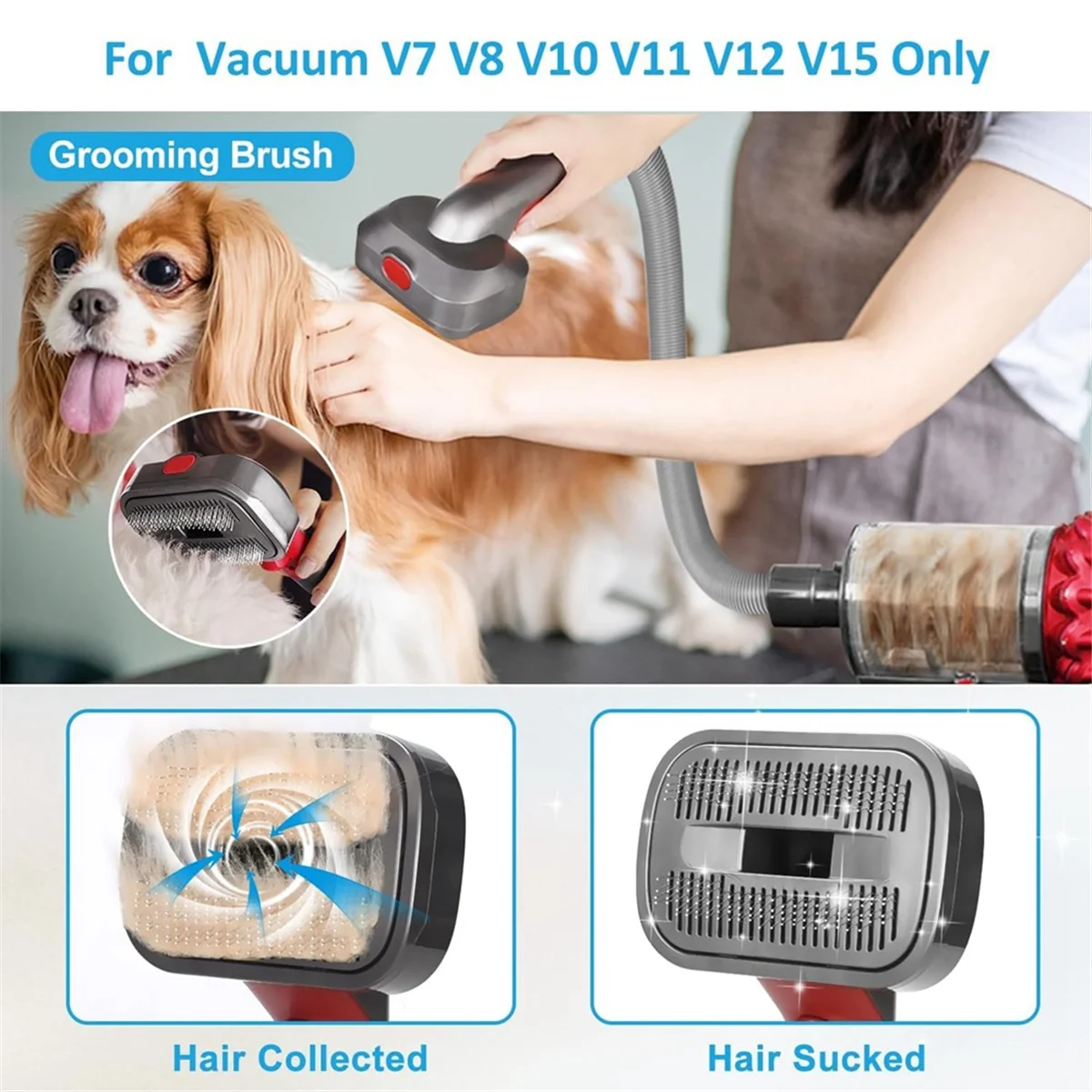 Pet Dog Grooming Kit for Dyson Vacuum V7 V8 V10 V11 V12 V15,Dog Deshedding Brush Attachment for Shedding Grooming