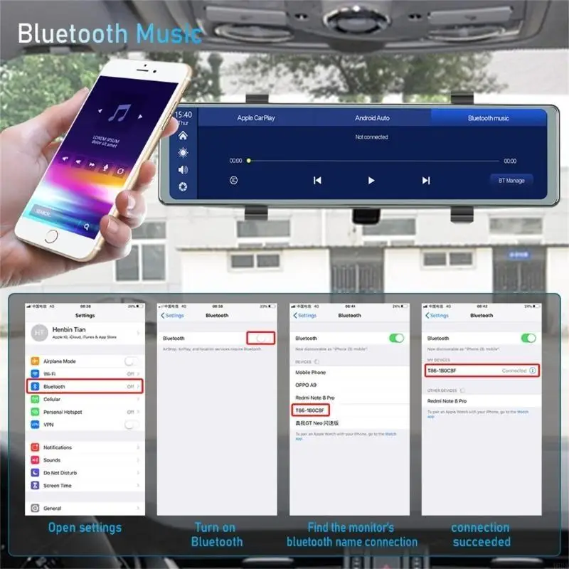 

462A Wireless Carplay Monitor With Voice Control FM-Transmitter Multimedia MP5 Player