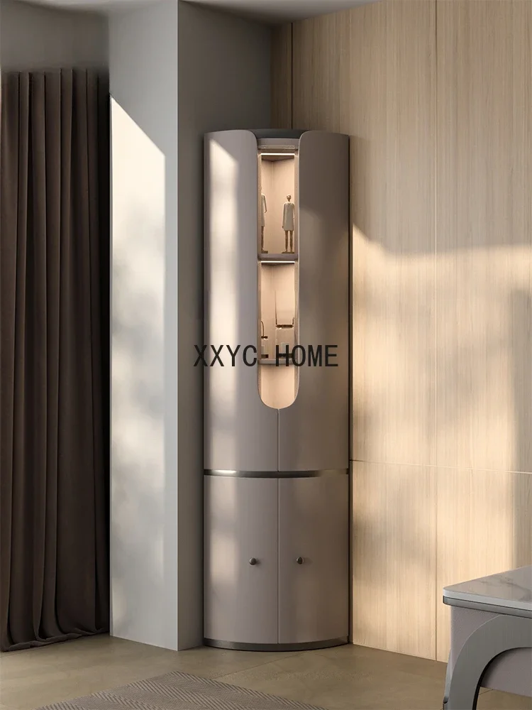 

Italian-Style Light Luxury Triangle High-End Wine Cabinet Living Room Corner Corner Display Cabinet Curio Cabinet
