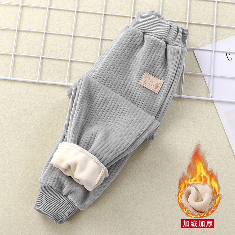 1-7T Kids Pants Children's Sports Pants Boys Girls Long Velvet Pants Autumn Cotton Corduroy Winter Thick Casual Warm Trousers 5