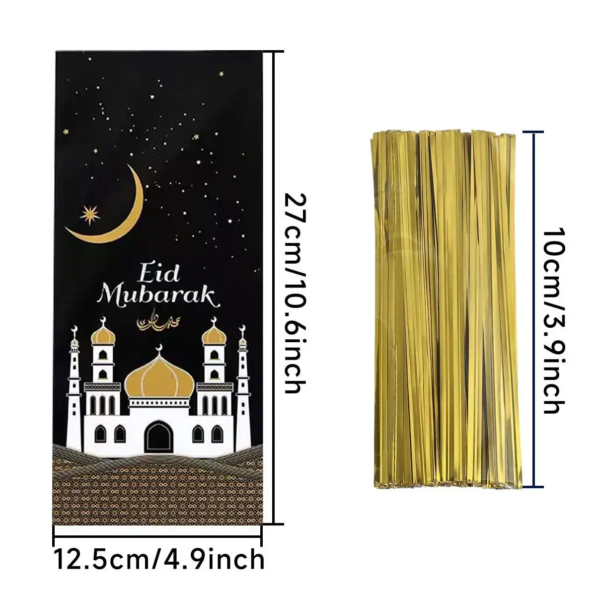 25/50pcs Eid Mubarak Gift Bags Plastic Cookie Candy Bag Ramadan Kareem Decor  Islamic Muslim Party Supplies Eid Al-fitr Gift