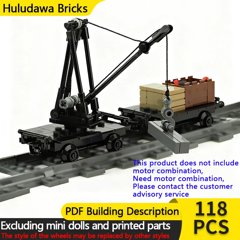 

City Car Model MOC Building Bricks Railroad Speeder Cart And Crane Modular Technology Children Holiday Gifts Assemble Toys Suit